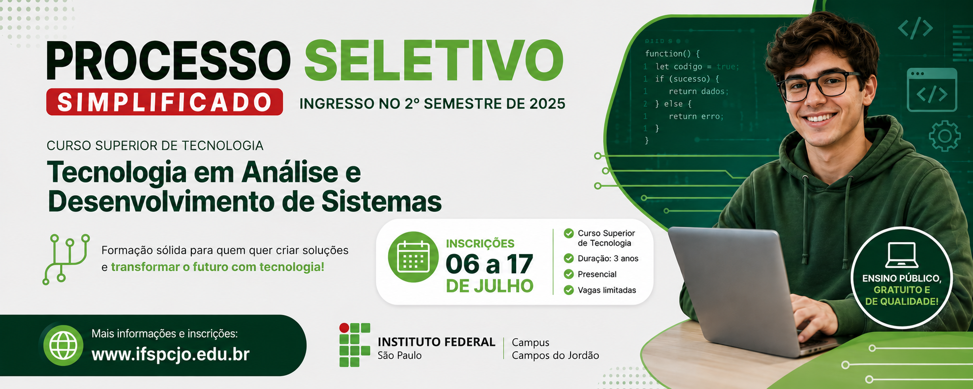 Inscrições de 06 a 17 de julho